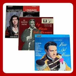 Mario Del Monaco Operatic Recital London Records 25334 Stereo 3 LP Lot Vinyl